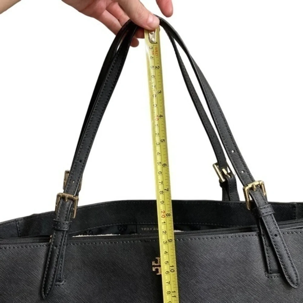 Tory Burch black saffiano leather laptop tote bag